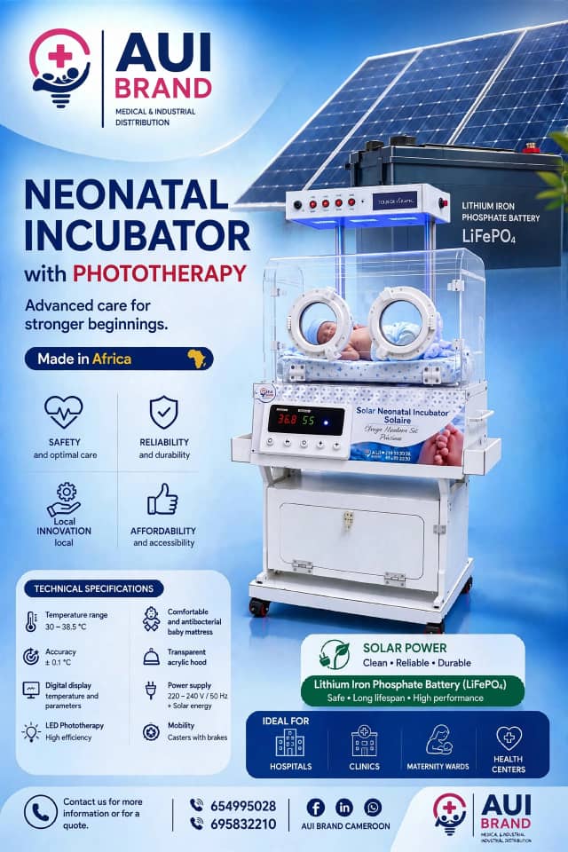 MAWOUO solar neonatal incubator with LED phototherapy and lithium iron phosphate battery